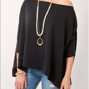 Stella & Dot cropped black Addy sweatshirt NWT